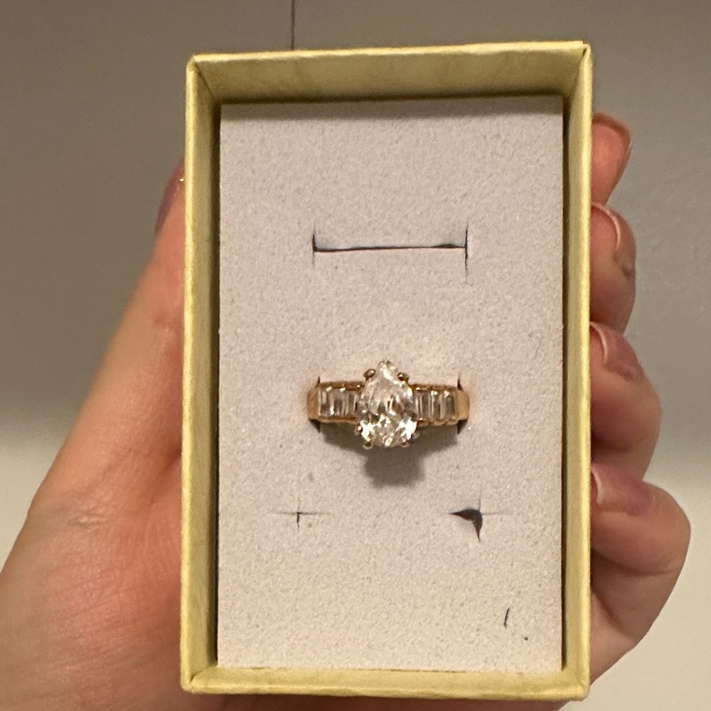 Pear-Cut Cubic Zirconia Rose Gold Engagement Ring